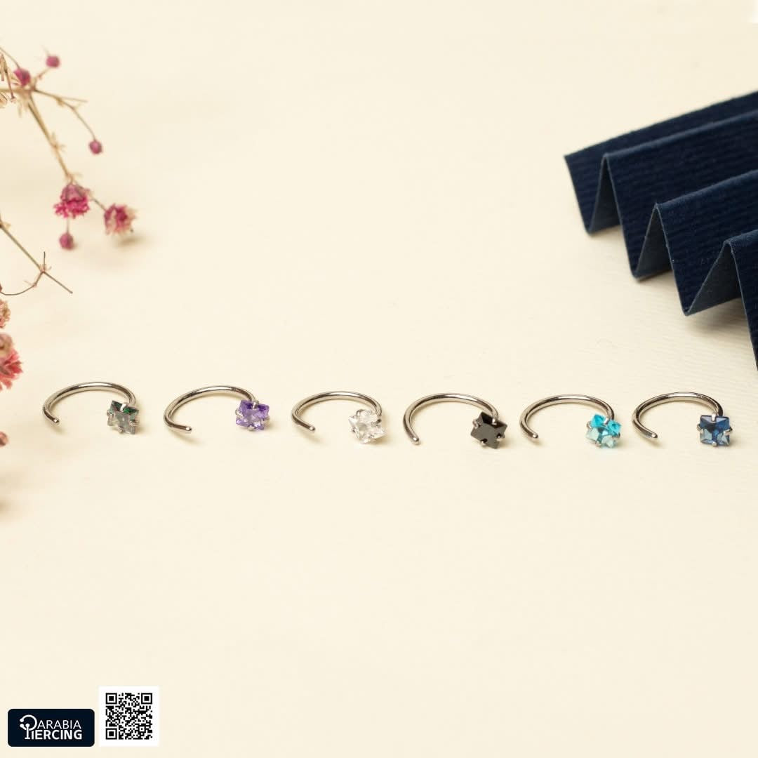 Colorful Square Zirconia Half Hoop