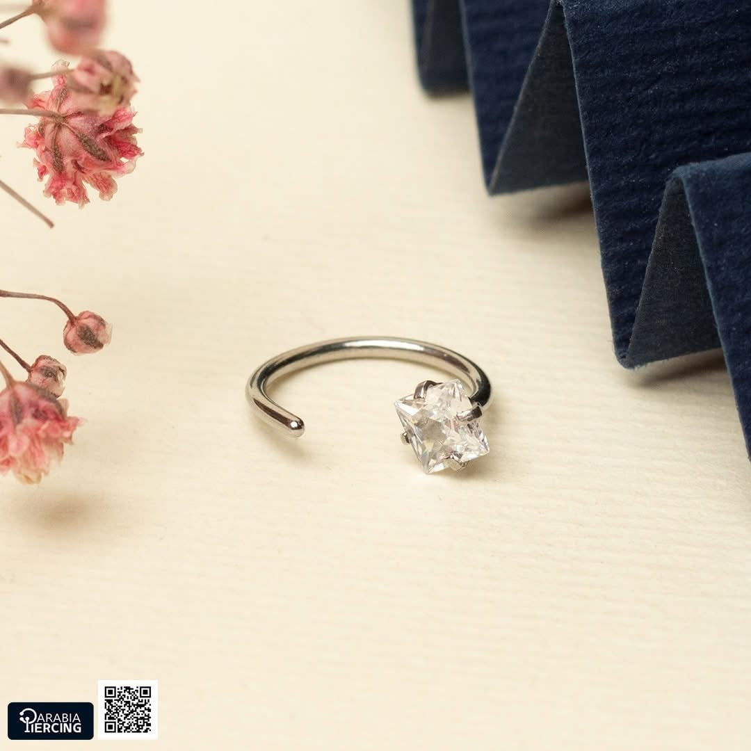 Colorful Square Zirconia Half Hoop