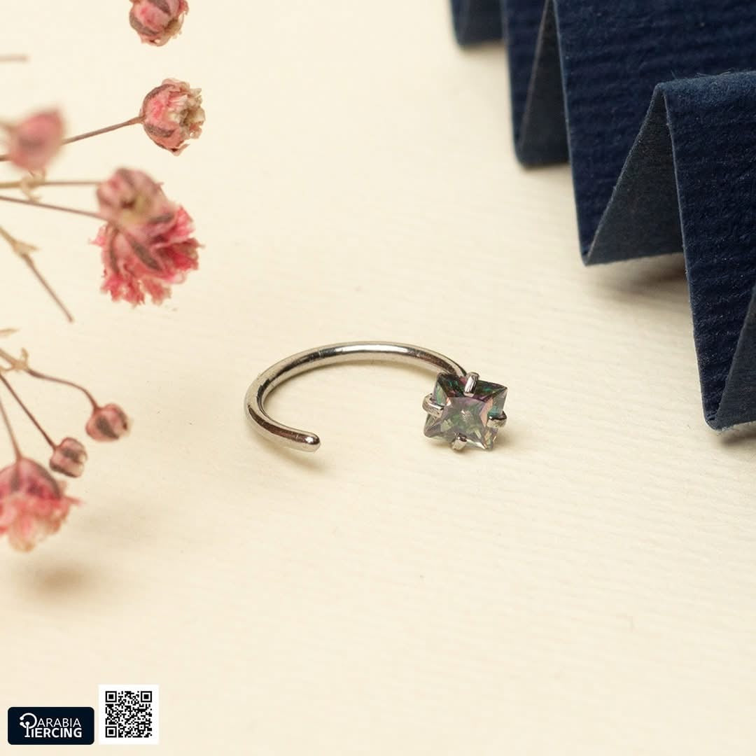 Colorful Square Zirconia Half Hoop