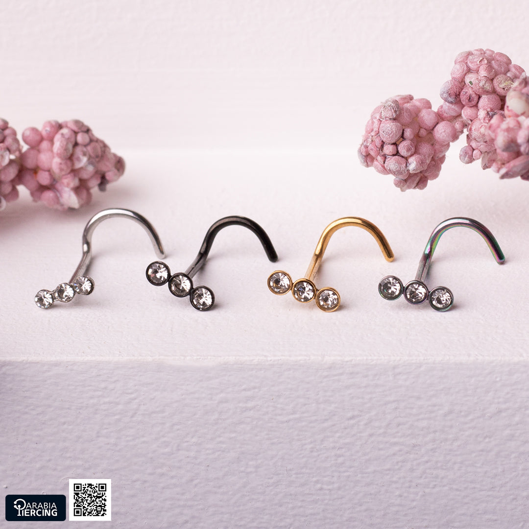 Triple Crystal Nose Stud