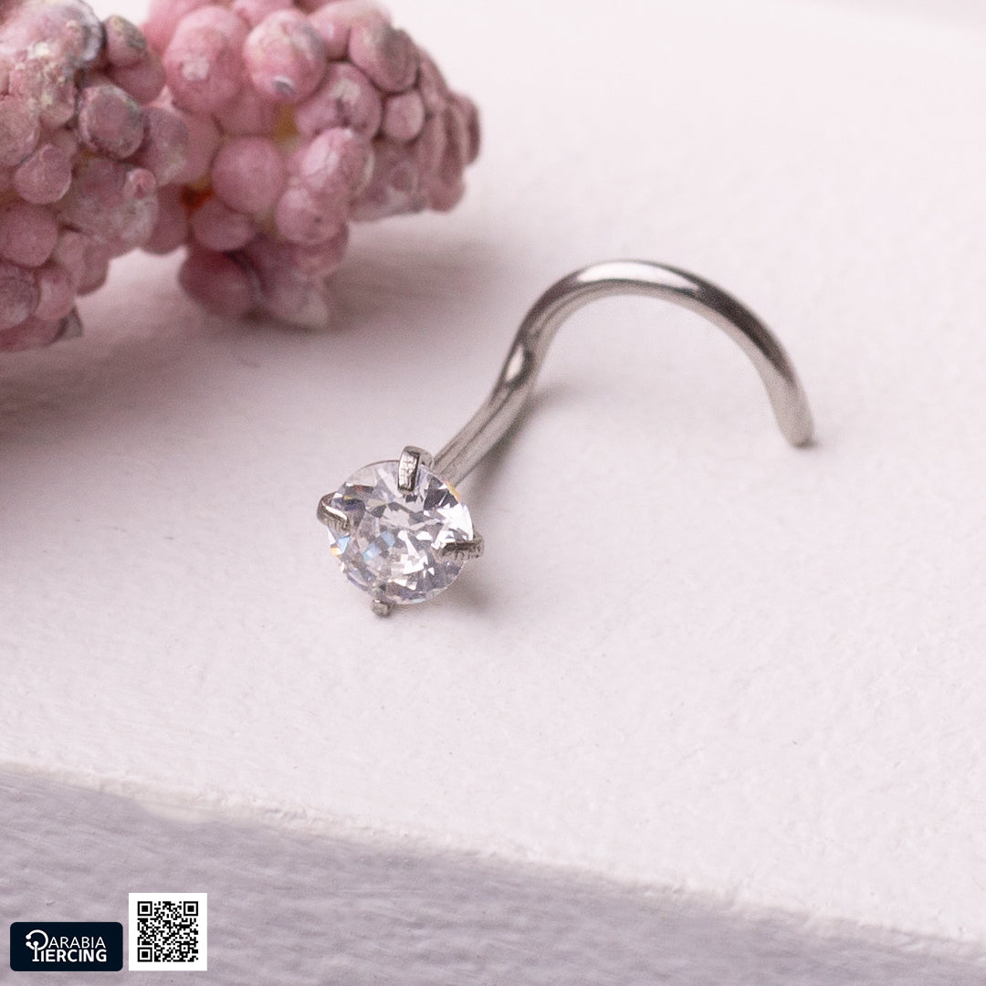Round Zircon U-Shape Nose Stud