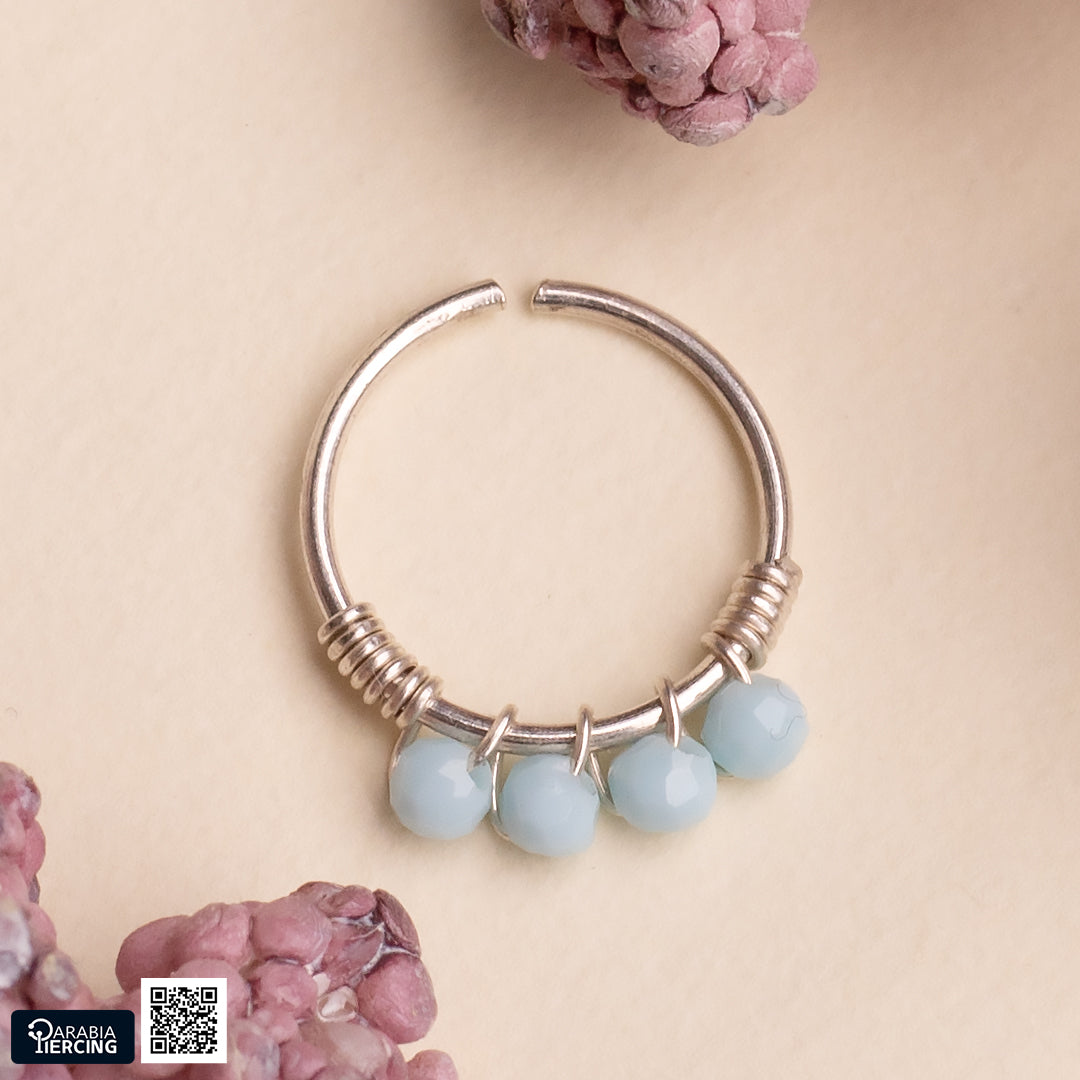Baby Blue Silver Nose Hoop