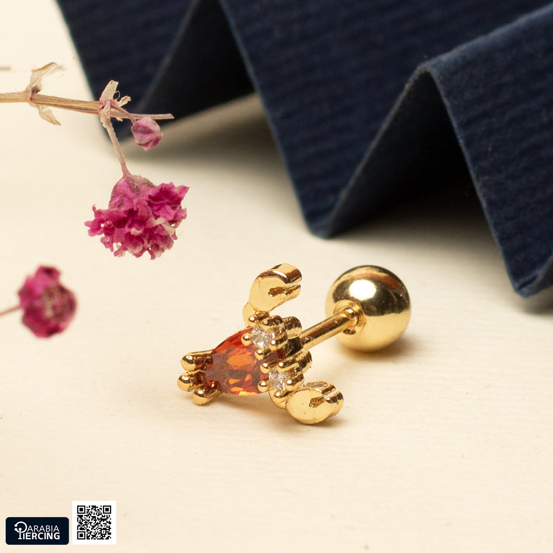 Orange Ballback Earring