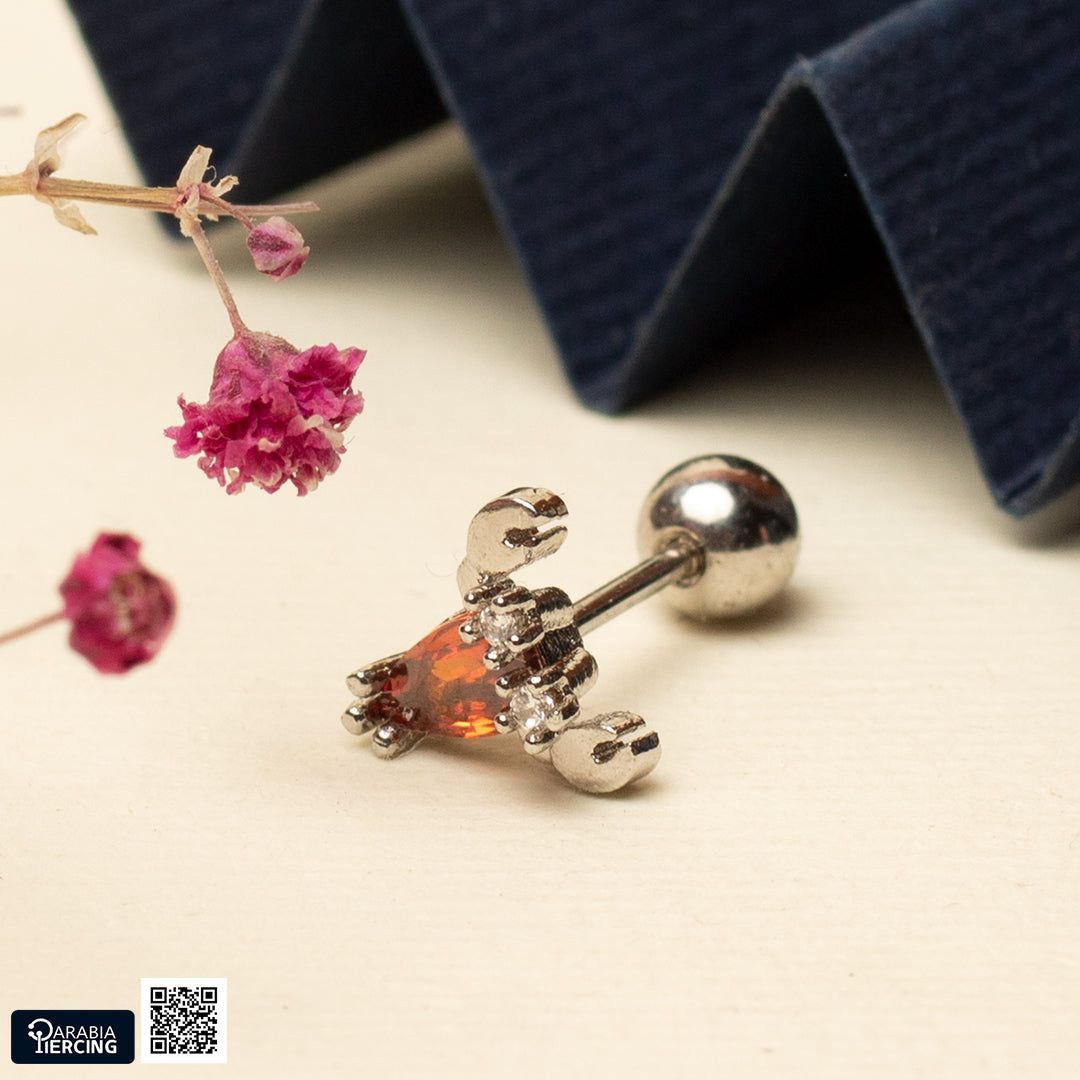 Orange Ballback Earring