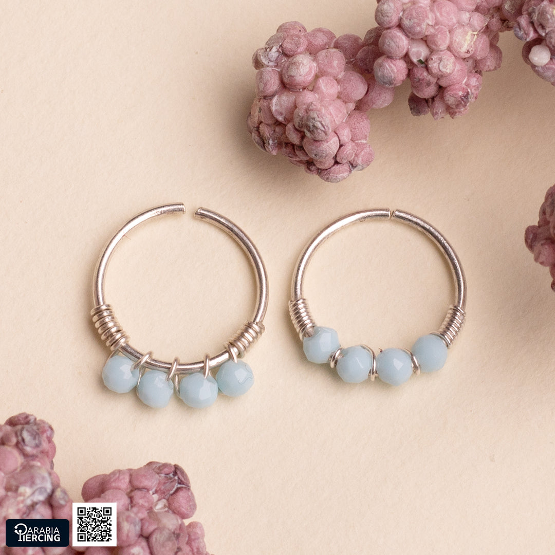 Baby Blue Silver Nose Hoop