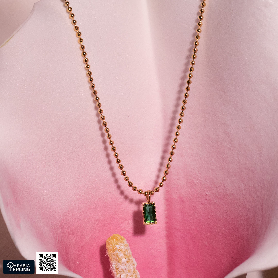 Green Square Stone Necklace