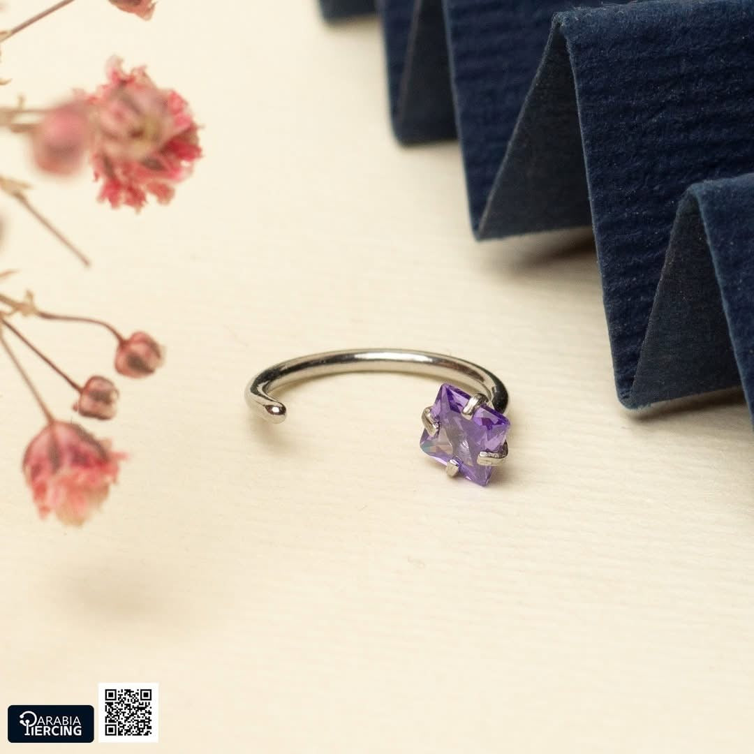 Colorful Square Zirconia Half Hoop