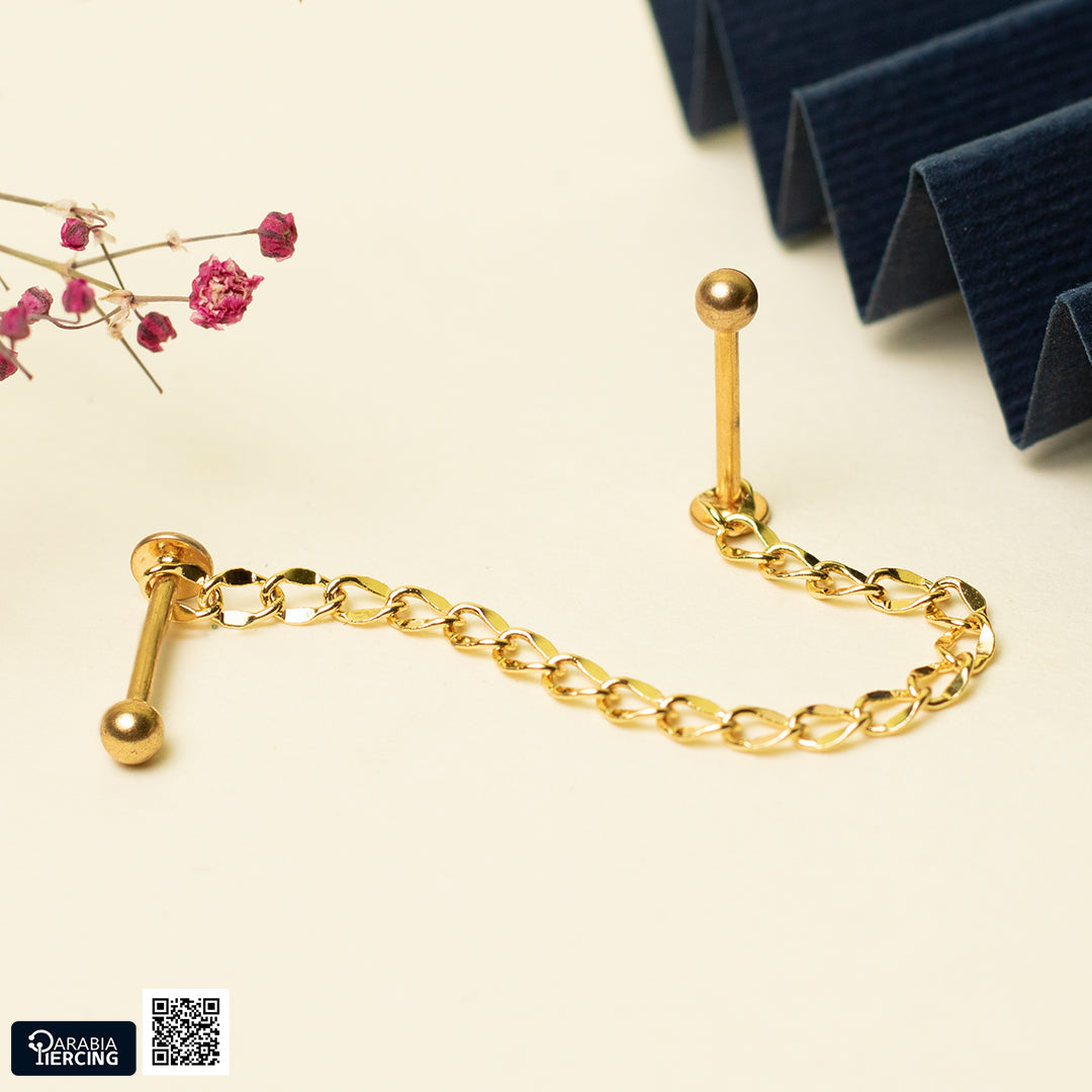Gold Flatback Connected Earring 