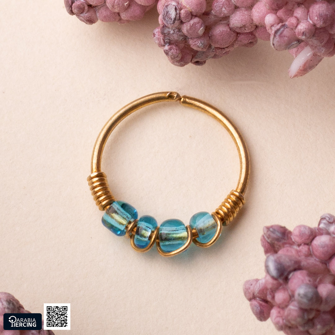 Baby Blue Gold Nose Hoop