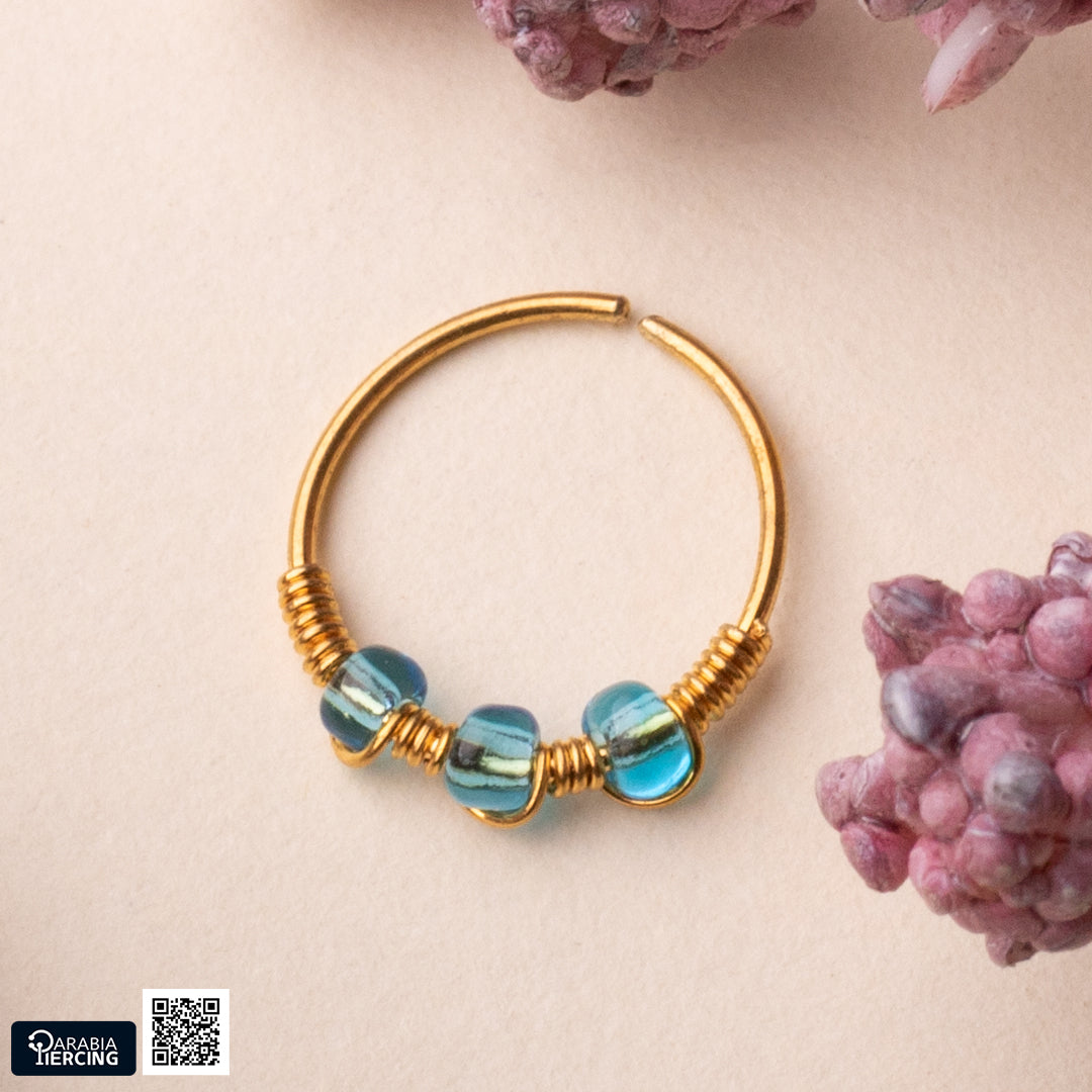 Baby Blue Gold Nose Hoop