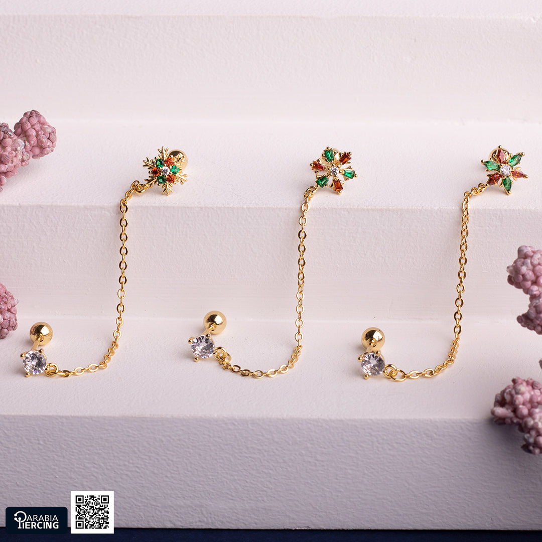 Ball back Connected Earrings