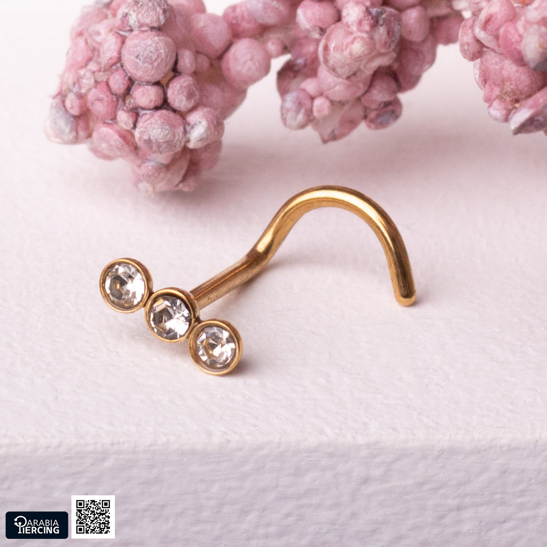 Triple Crystal Nose Stud