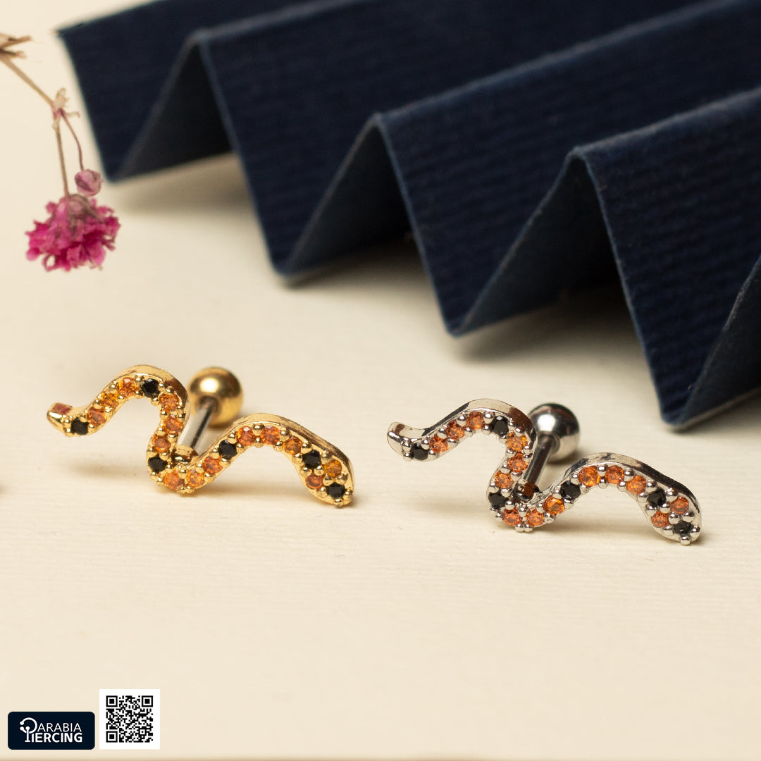 Orange Ballback Earring