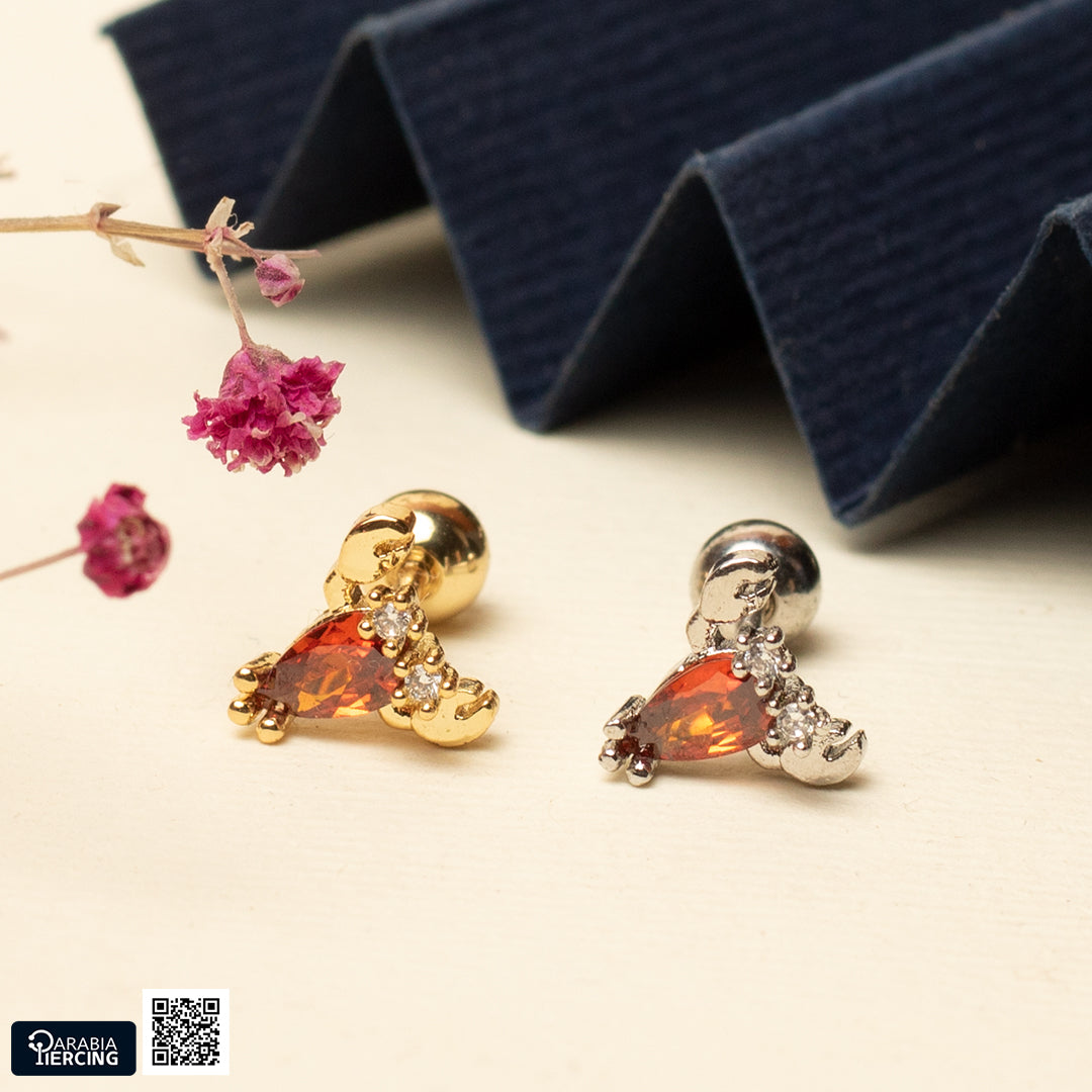 Orange Ballback Earring