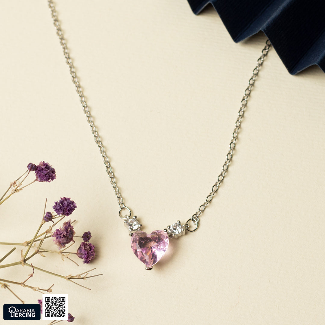 Pink heart neckles
