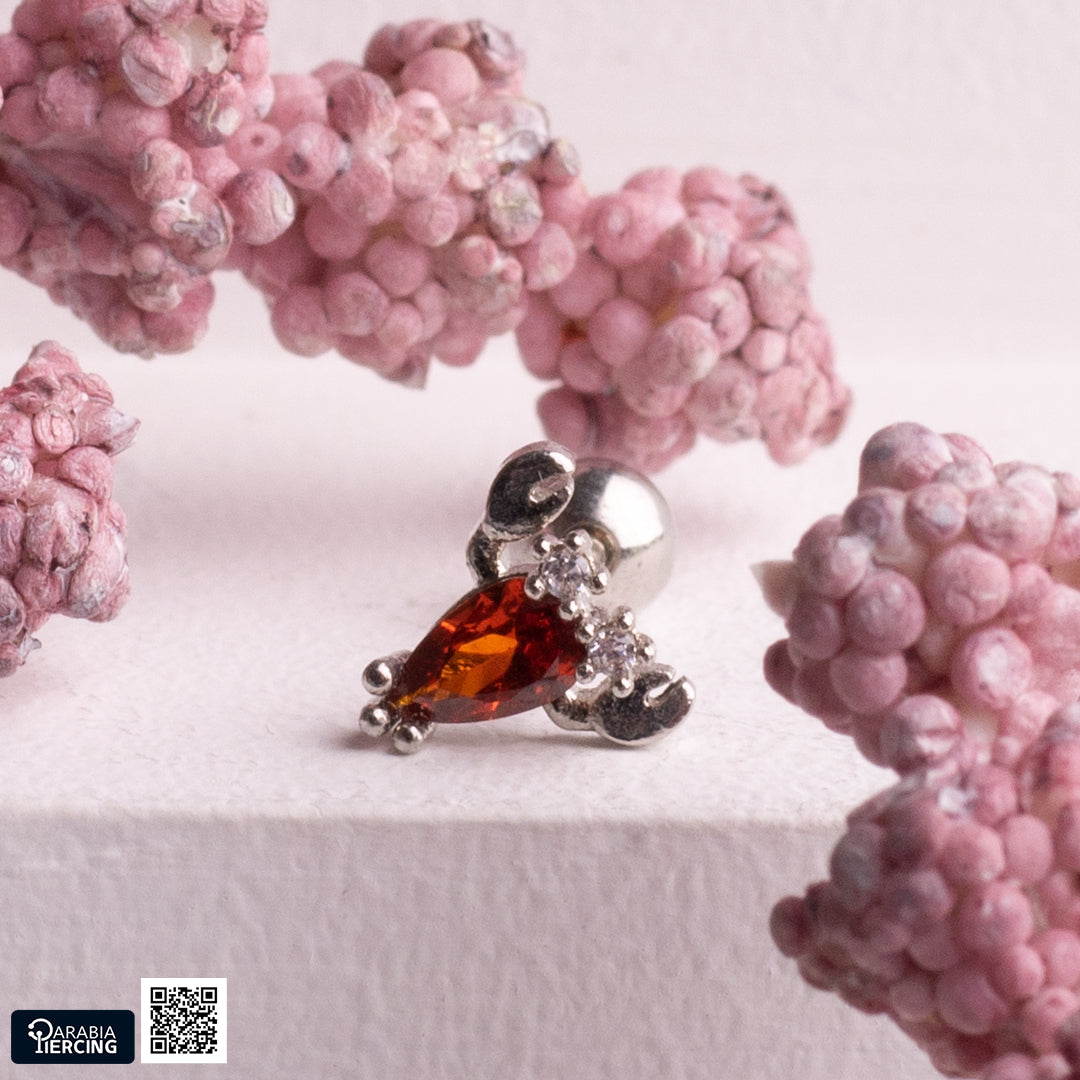 Orange Ballback Earring