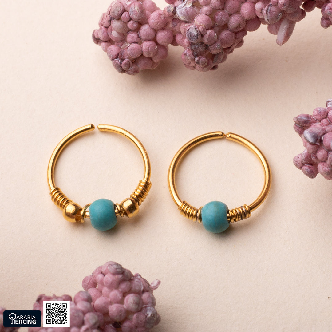 Turquoise Gold Nose Hoop