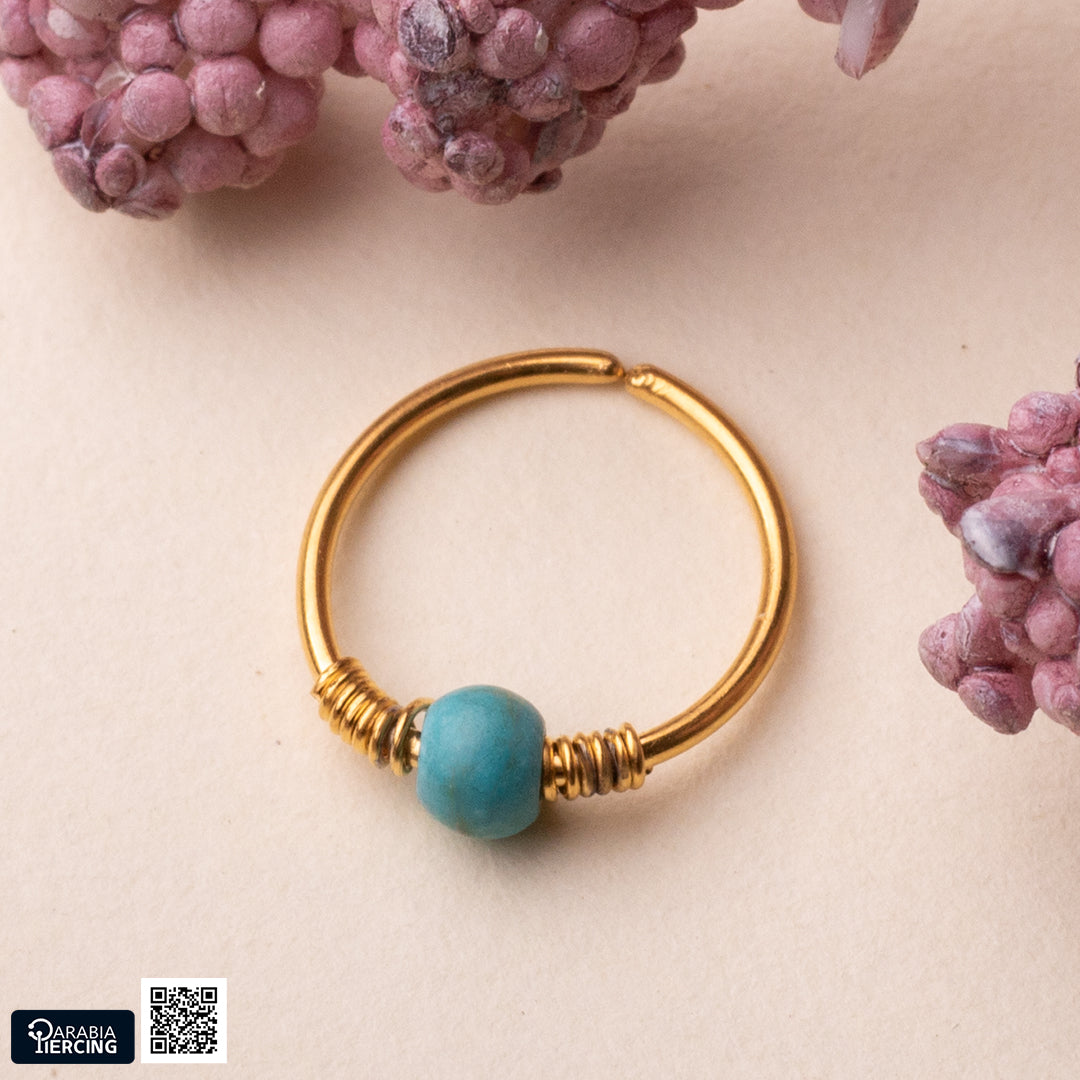 Turquoise Gold Nose Hoop