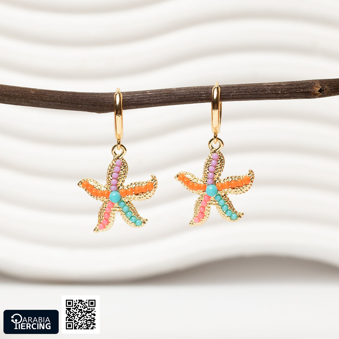 Colorful sea Star Dangling Earrings