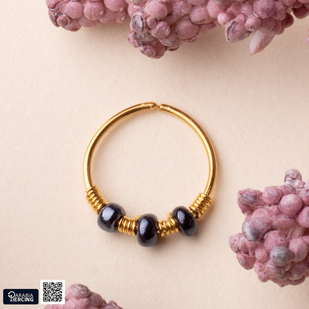 Navy Gold Nose Hoop
