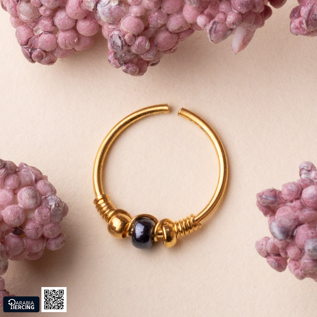 Navy Gold Nose Hoop