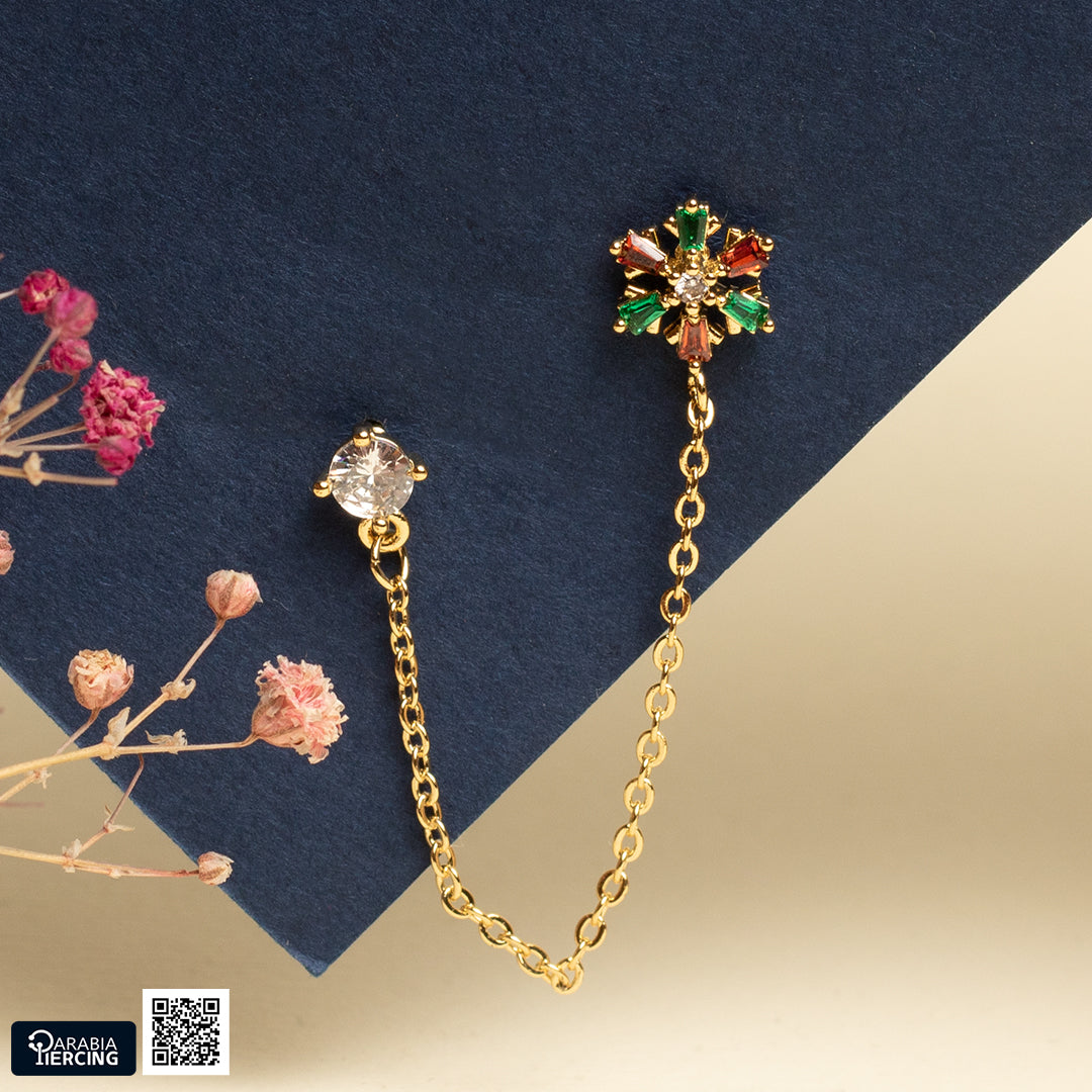 Ball back Connected Earrings