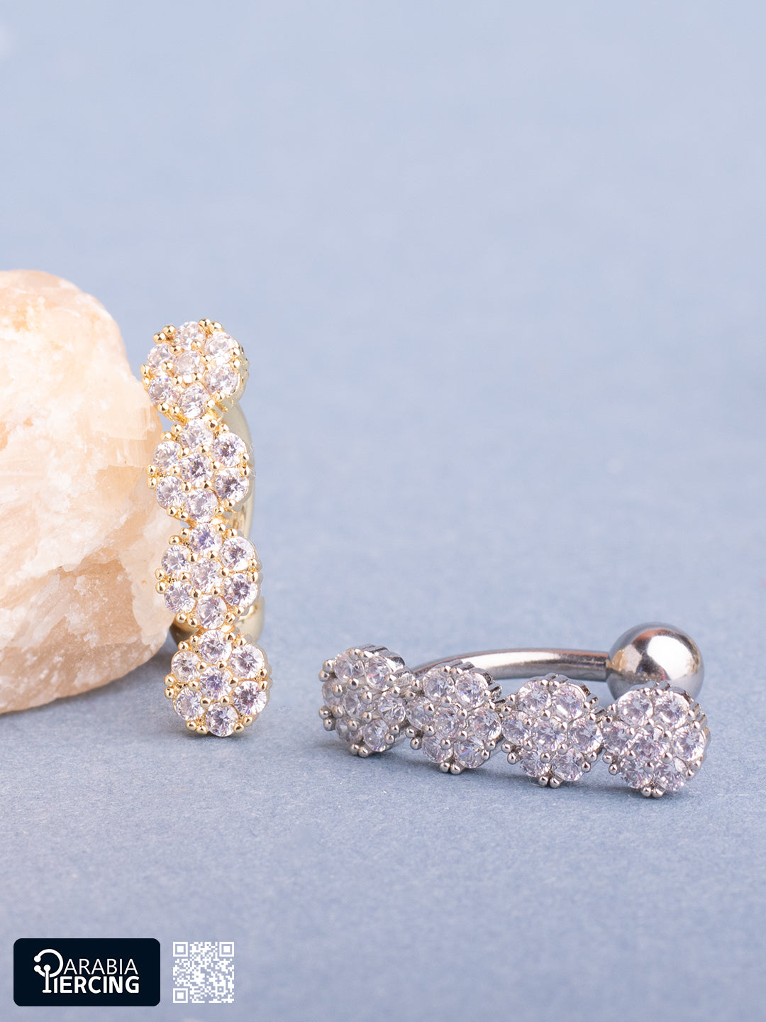 4 Crystal Belly Ring