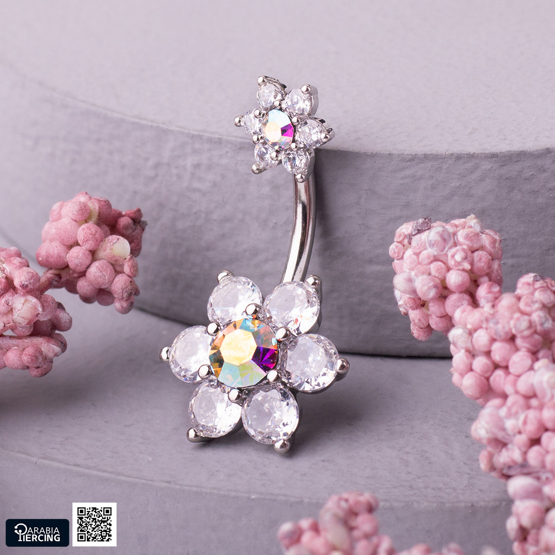 Double Flower Belly Ring