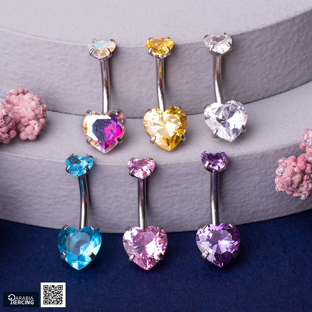 Heart Crystal Belly Ring