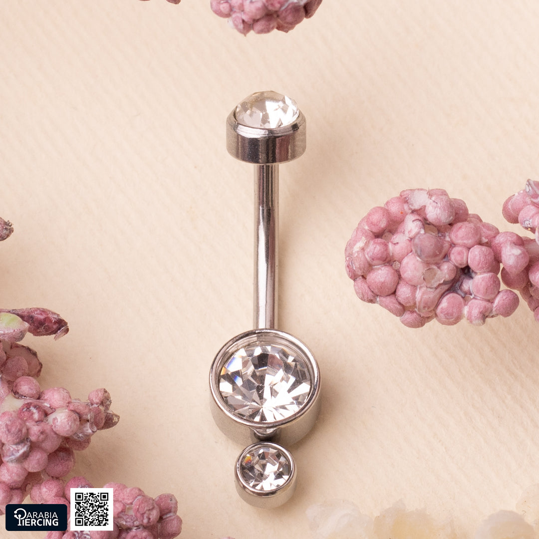 Two Crystals Belly Ring