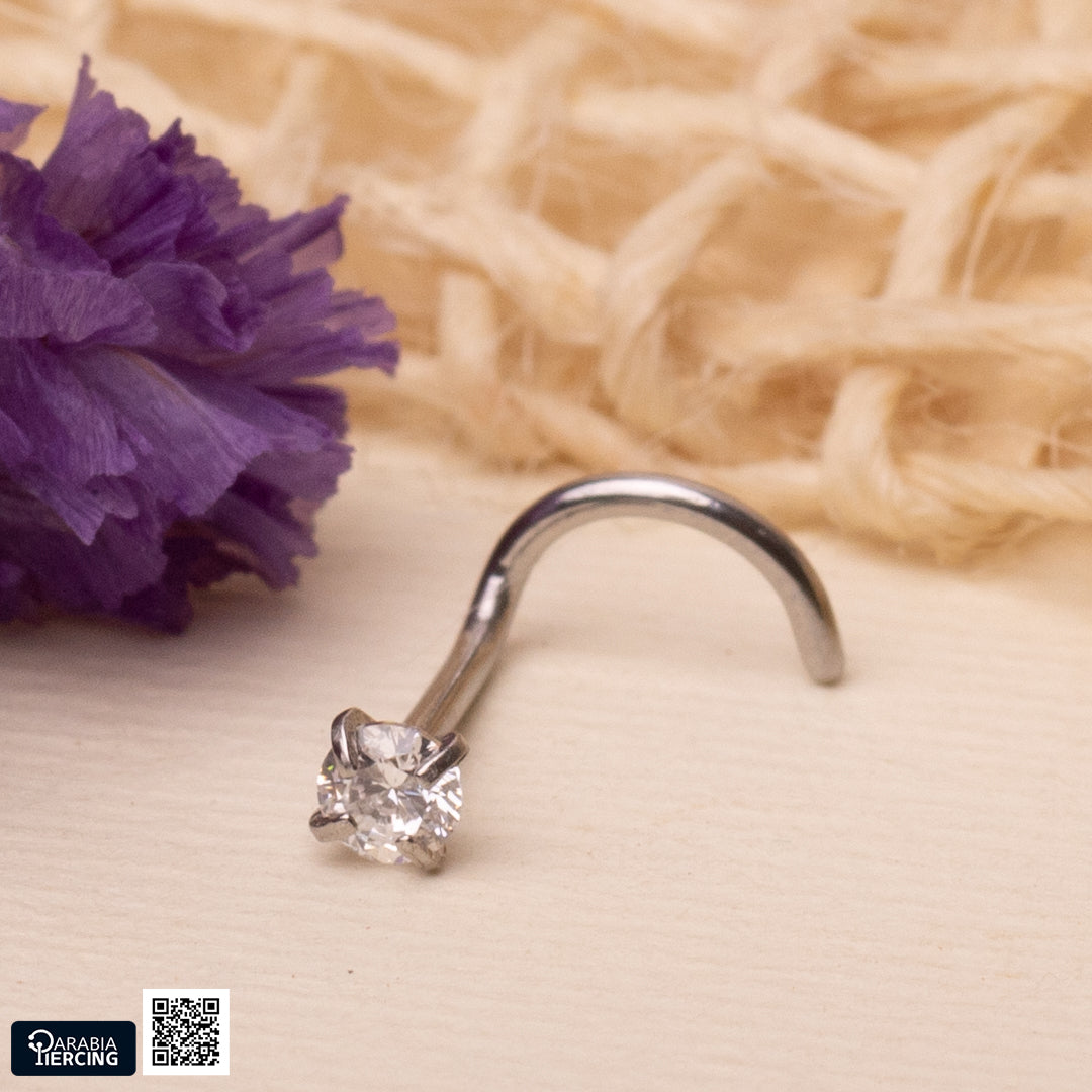 Round Zircon U-Shape Nose Stud