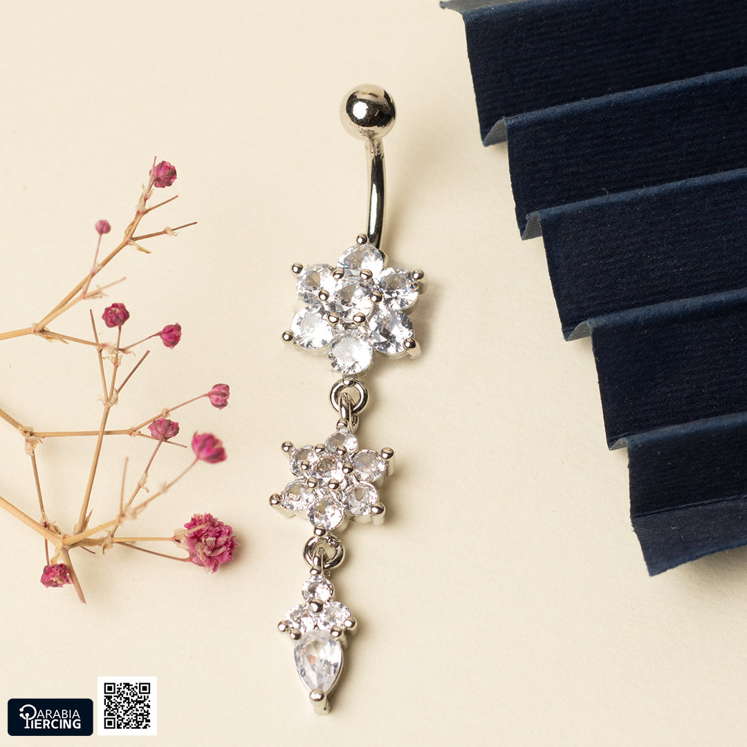 Crystal Flower Belly Ring