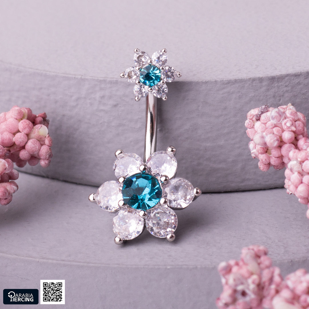 Double Flower Belly Ring
