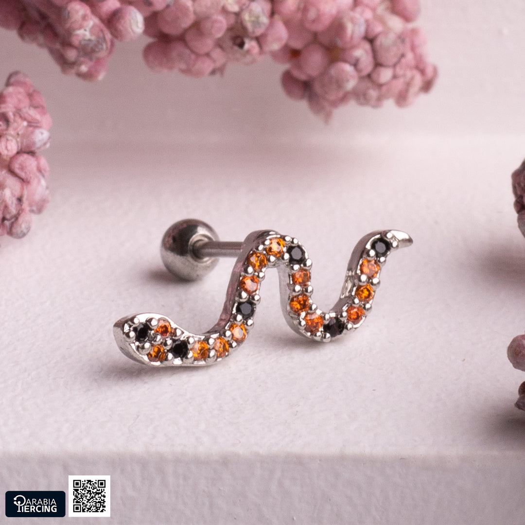 Orange Ballback Earring