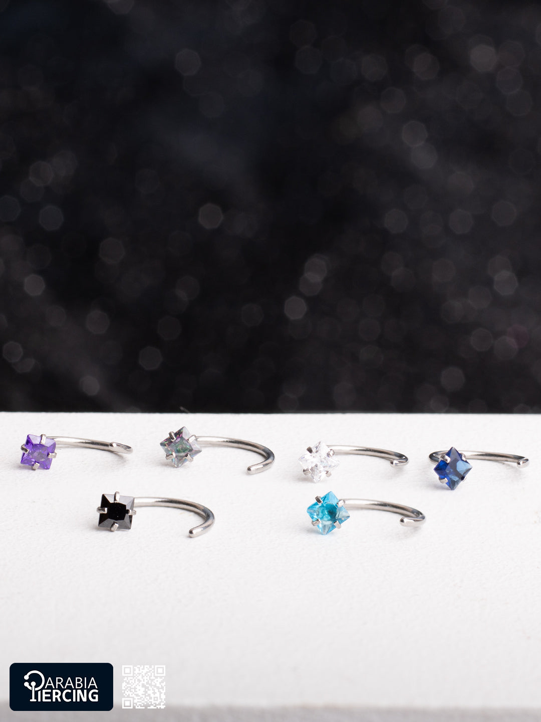 Colorful Square Zirconia Half Hoop
