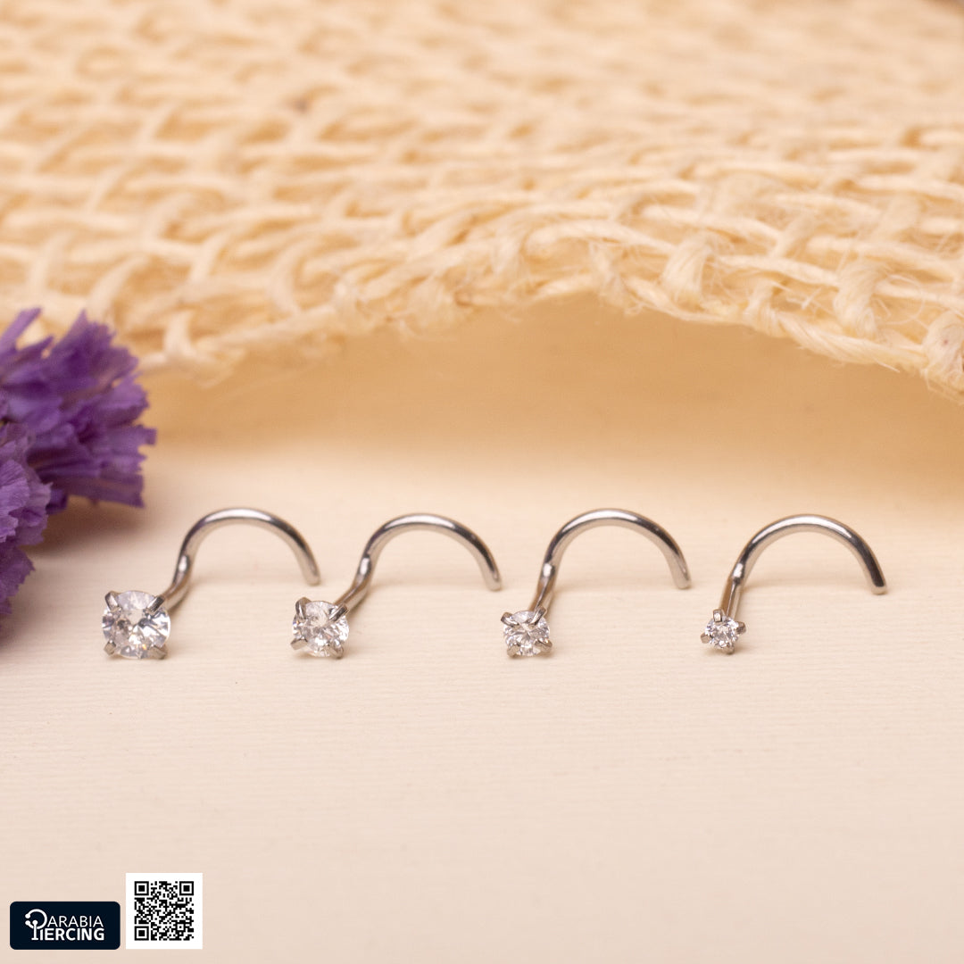 Round Zircon U-Shape Nose Stud