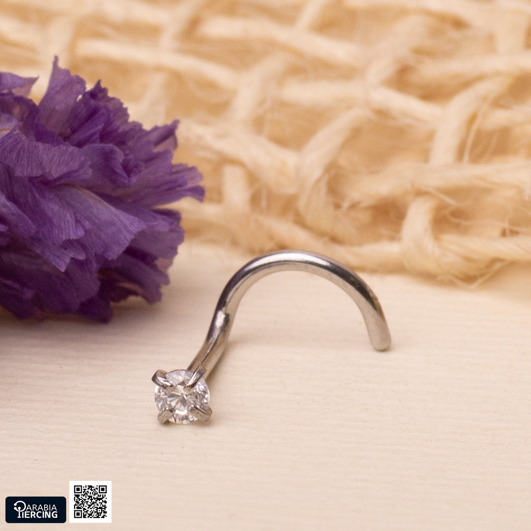 Round Zircon U-Shape Nose Stud