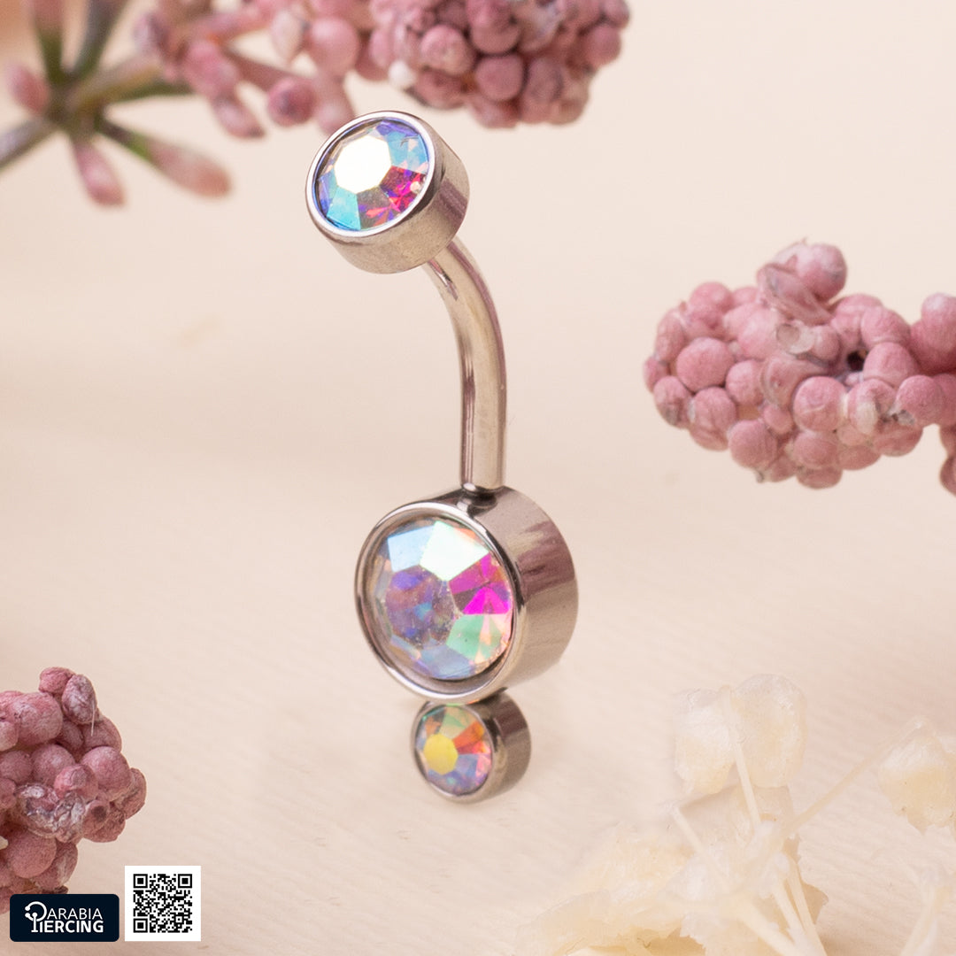 Two Crystals Belly Ring