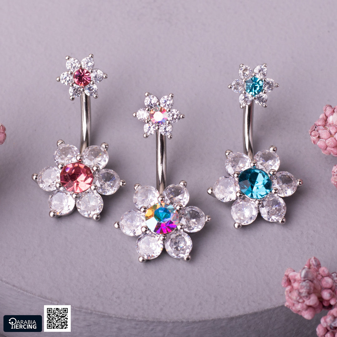 Double Flower Belly Ring