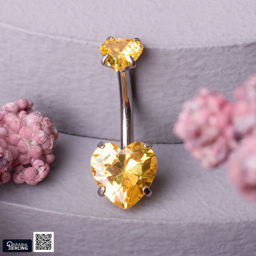 Heart Crystal Belly Ring
