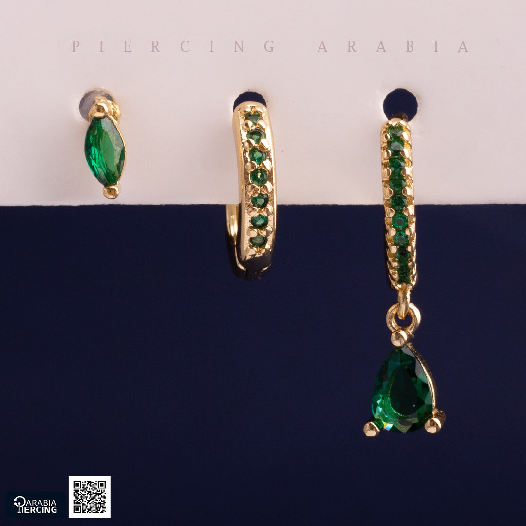 Green Studs Golden Set