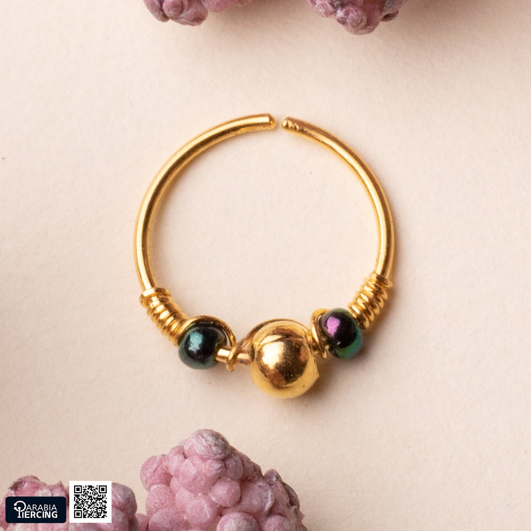 Multi Beads Gold Hoop Nose