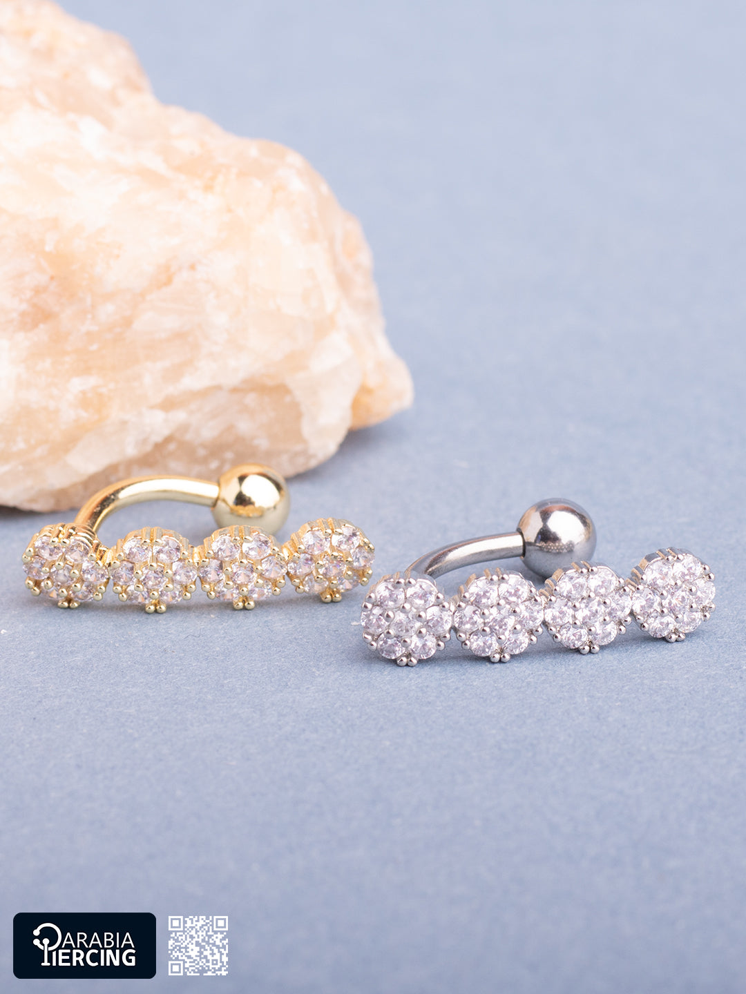4 Crystal Belly Ring