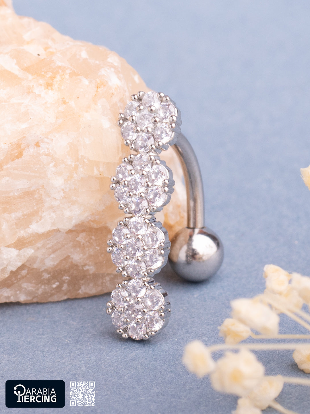 4 Crystal Belly Ring