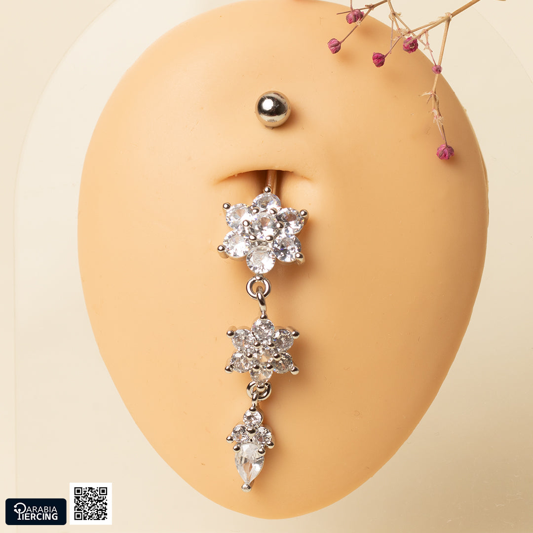 Crystal Flower Belly Ring