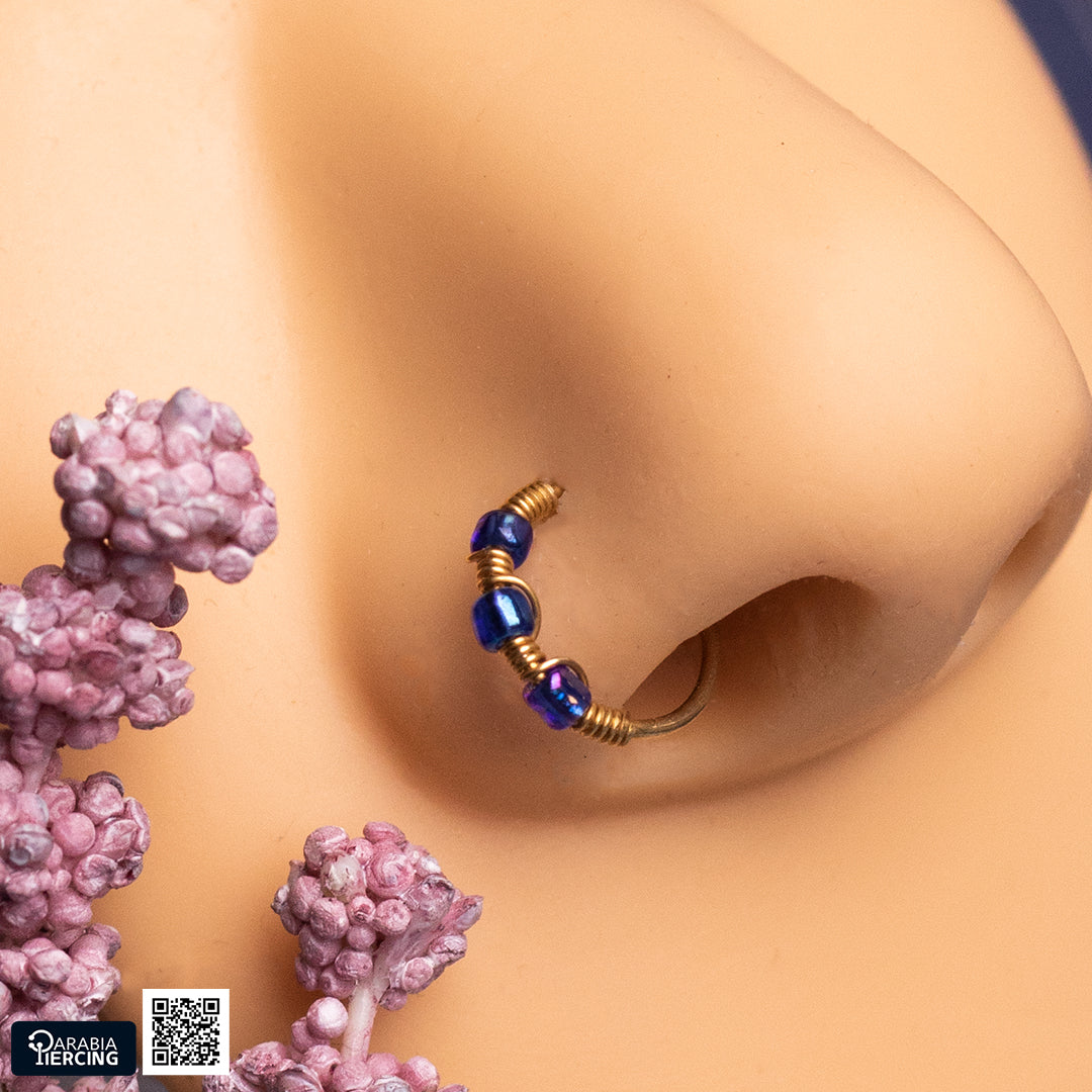 Multi Beads Gold Hoop Nose