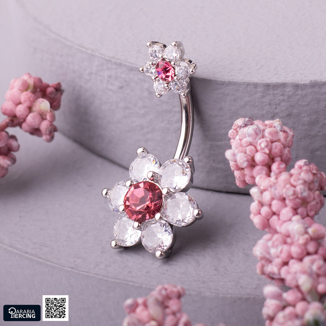 Double Flower Belly Ring
